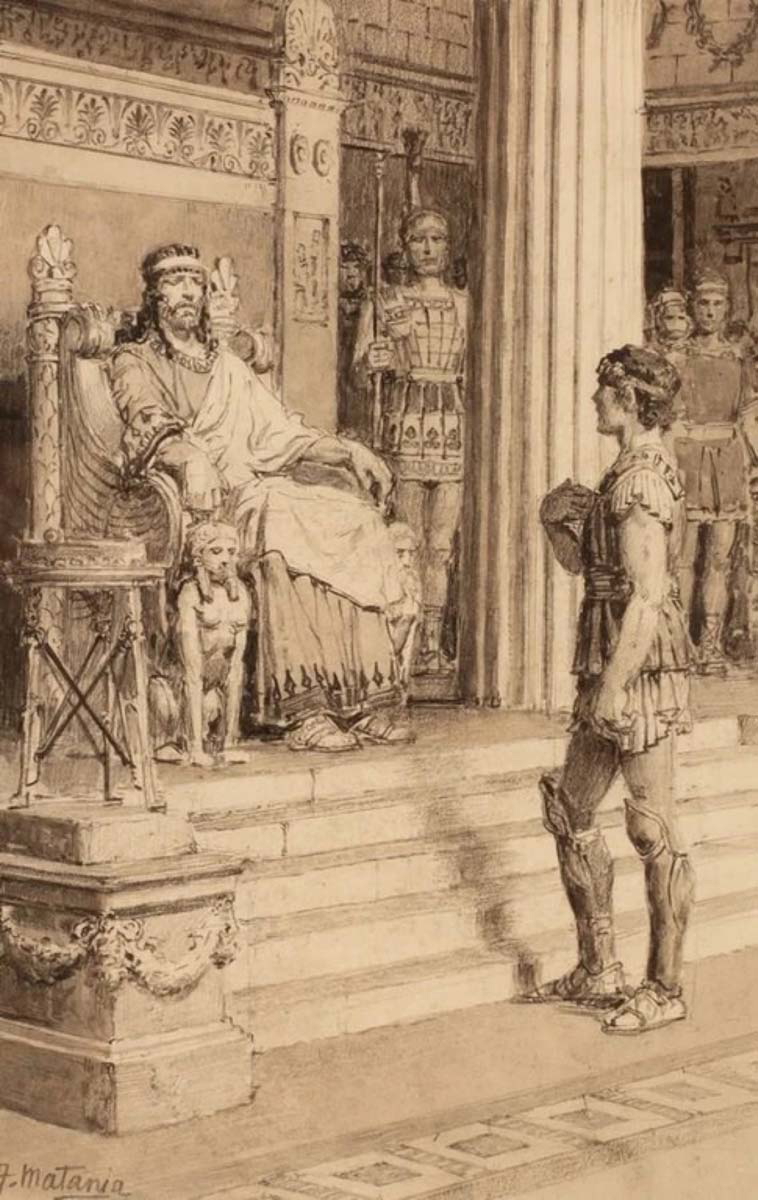 matania bellepheron before king iobates lycia drawing