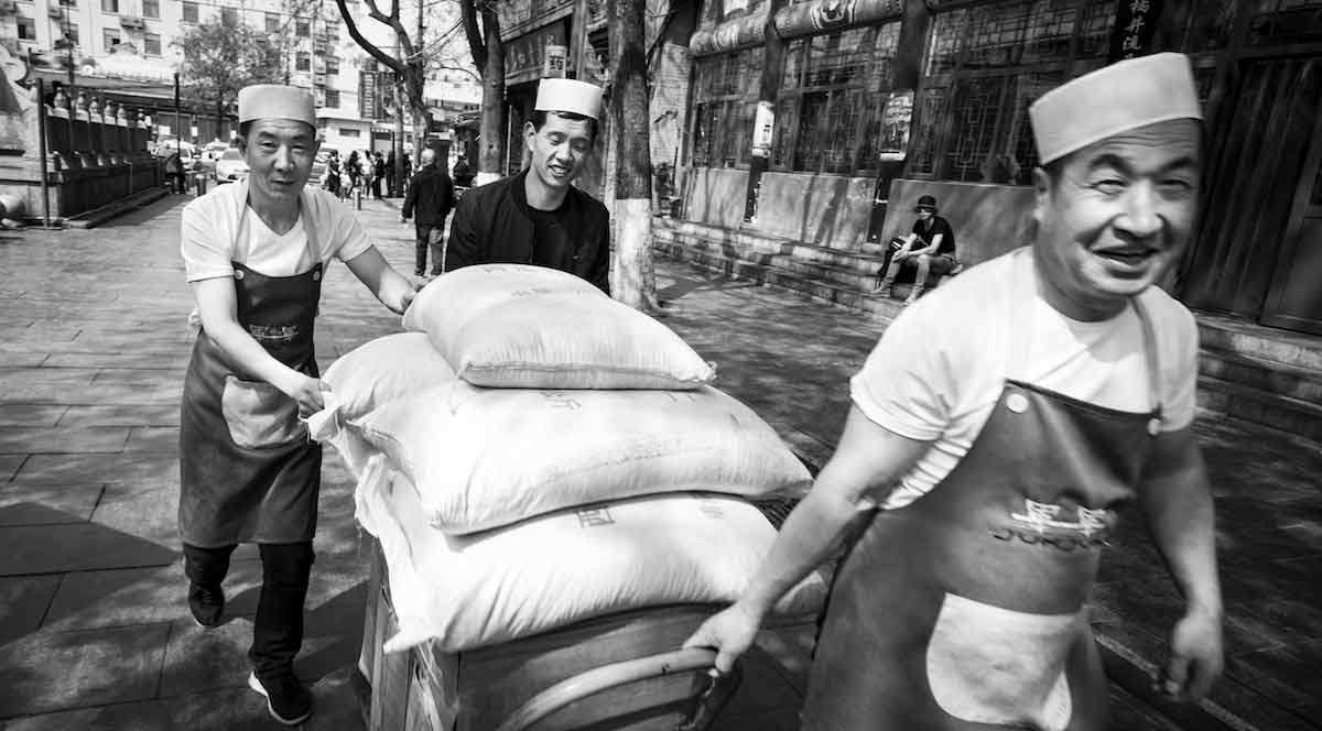 muslim quarter xian men with cart
