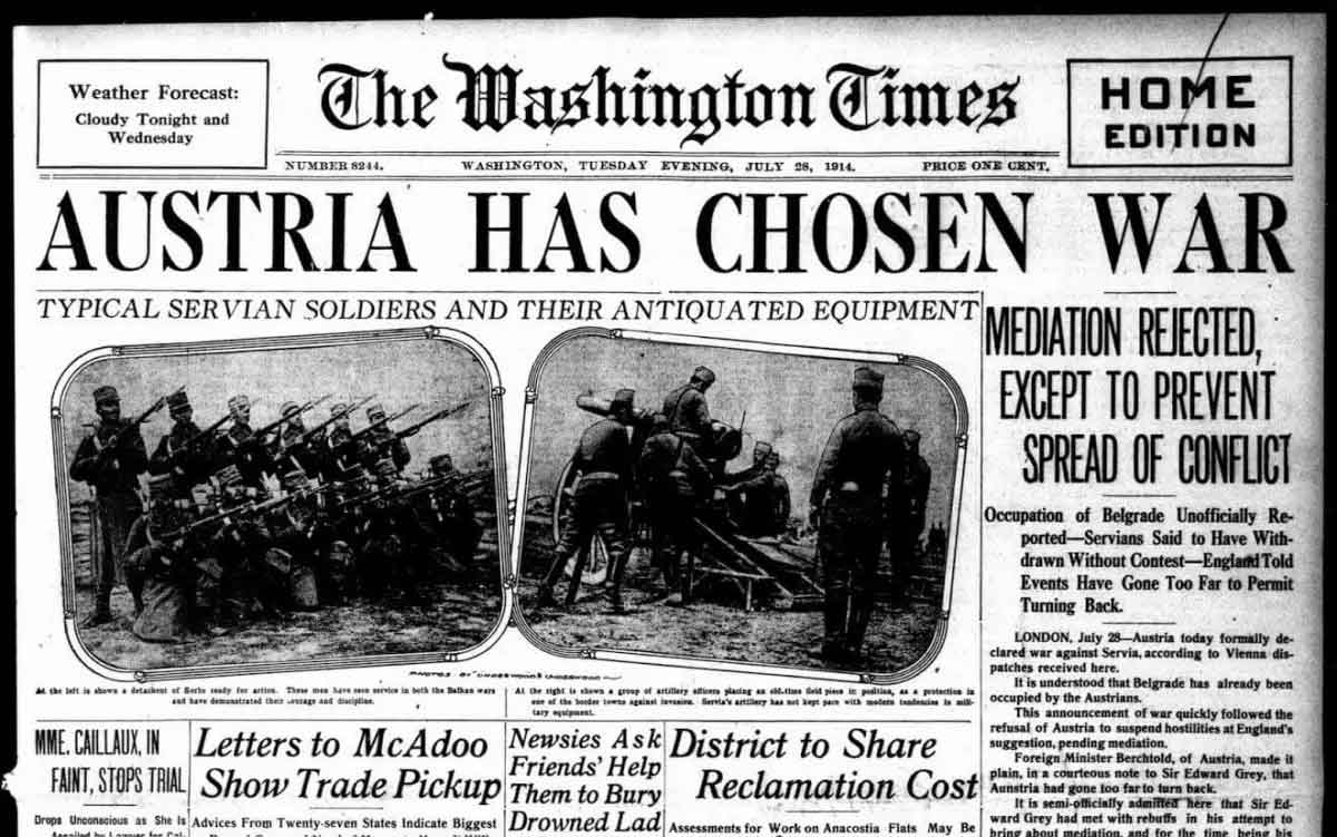 newspaper headline austria war