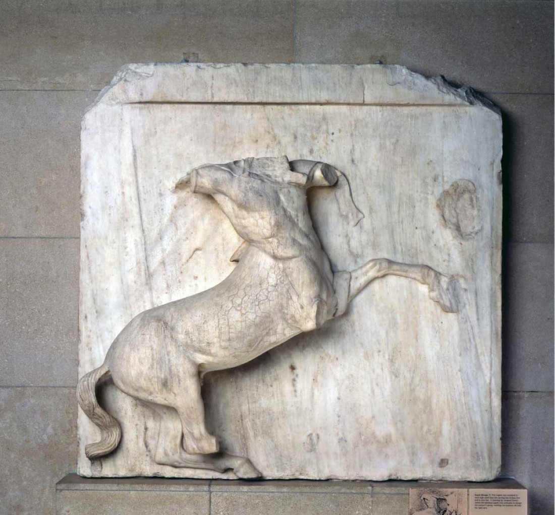 Marble metope with a centaur from the Parthenon
