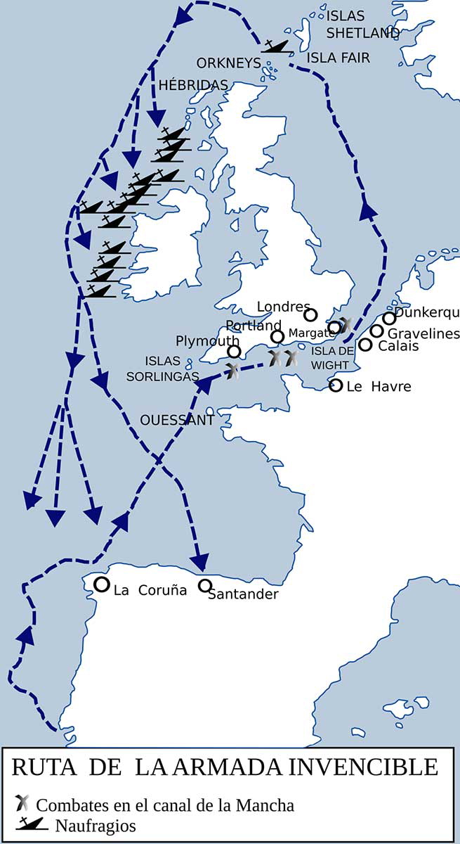 spanish armada route map