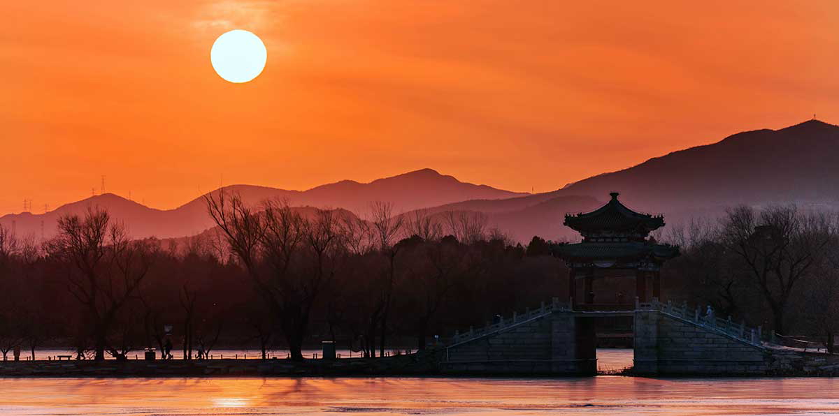 summer palace setting sun beijing