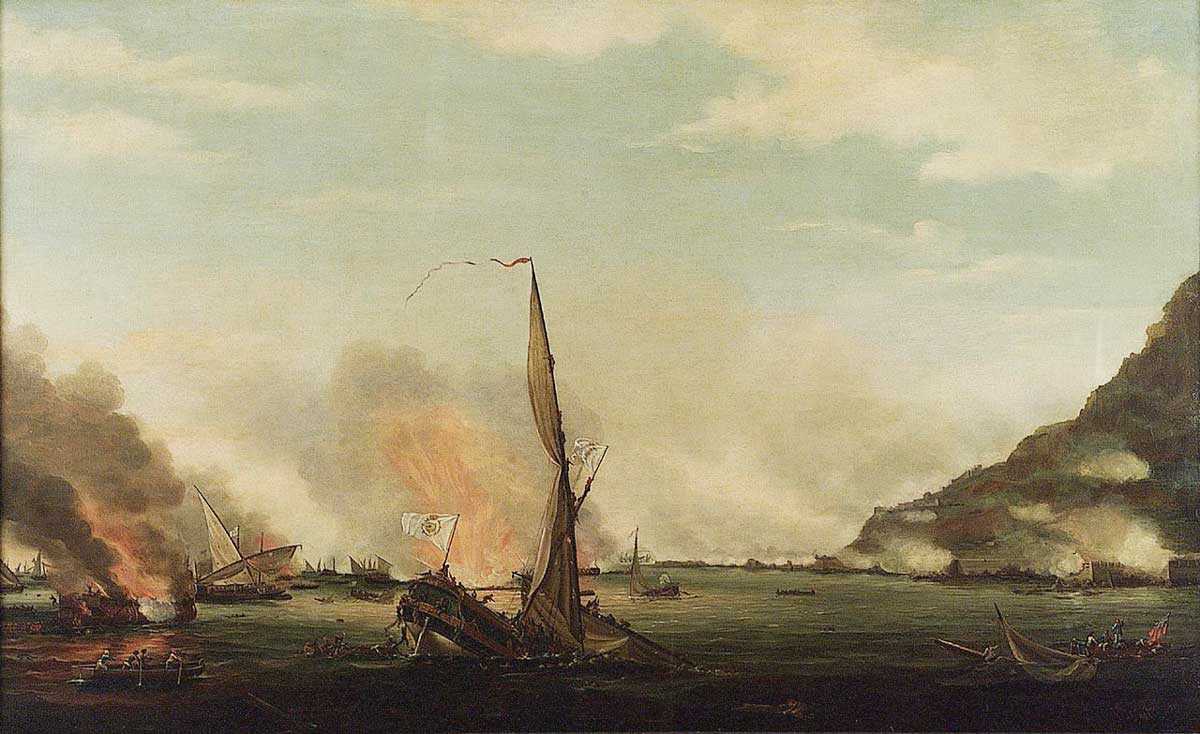 thomas whitcombe destruction of the floating batteries at gibraltar