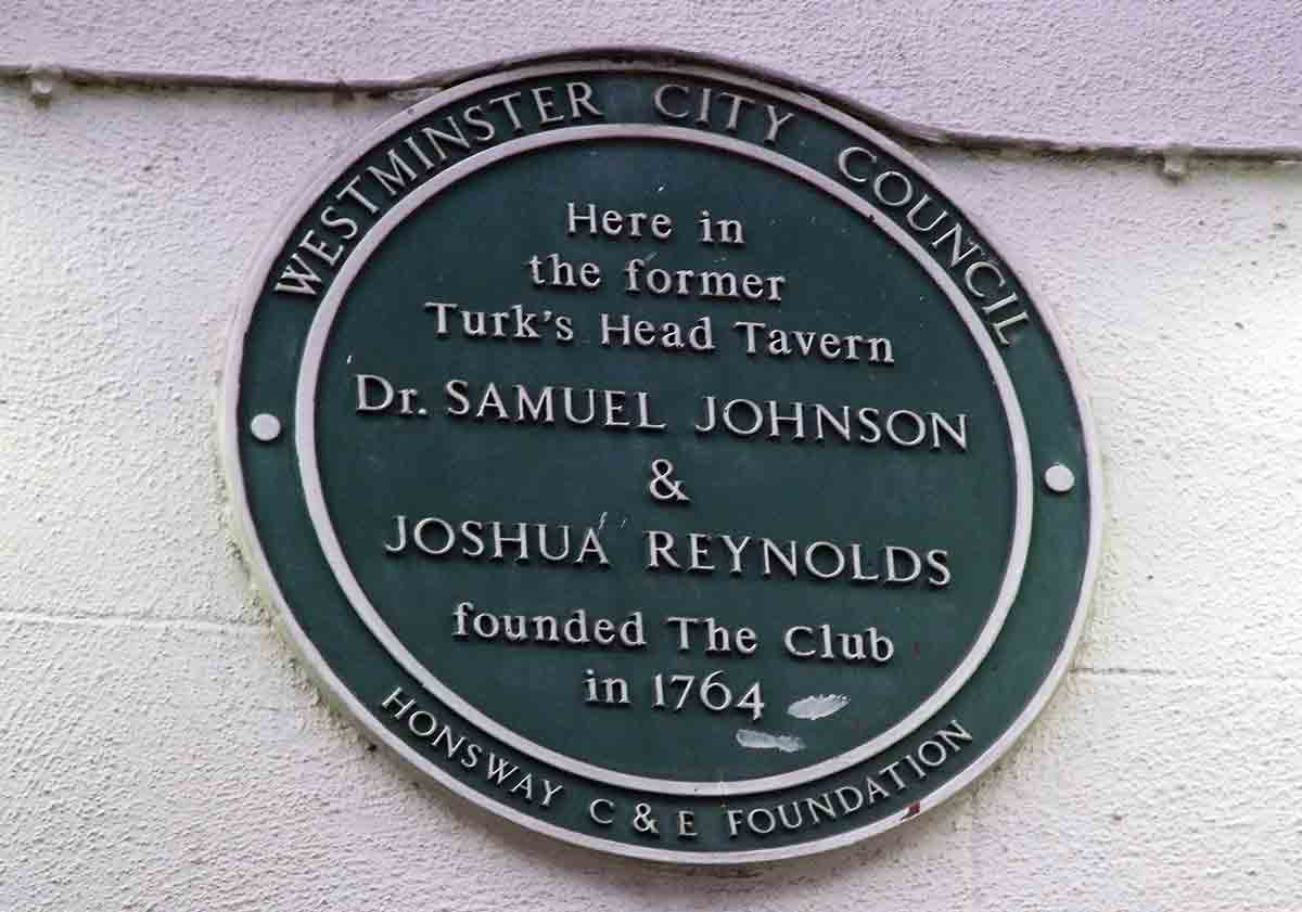 turks head tavern plaque samuel johnson