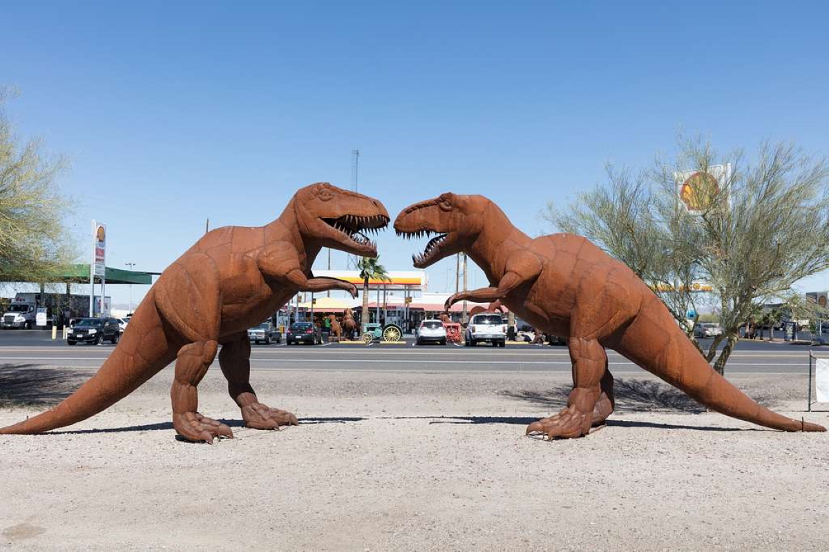 tyrannosaurus metal sculptures gila bend arizona
