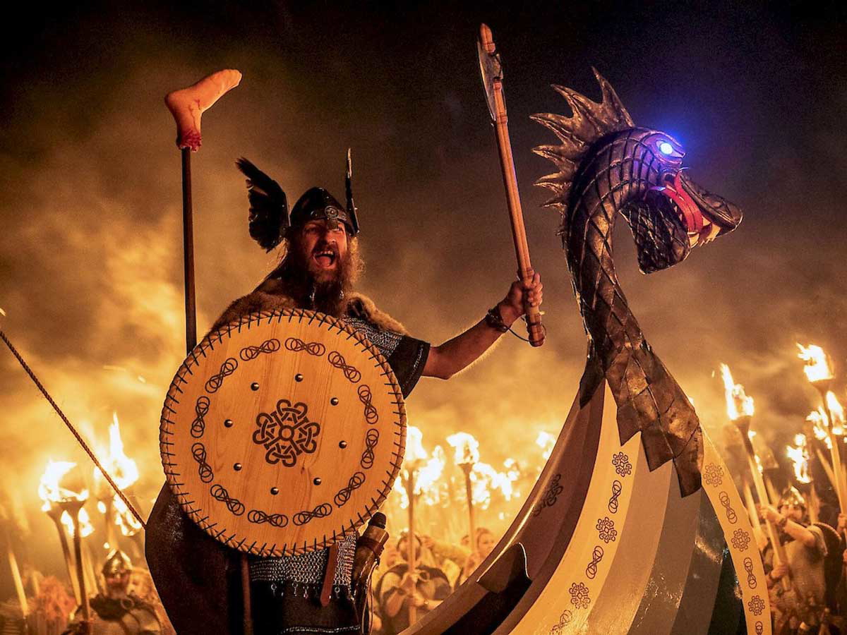 viking on boat up helly aa