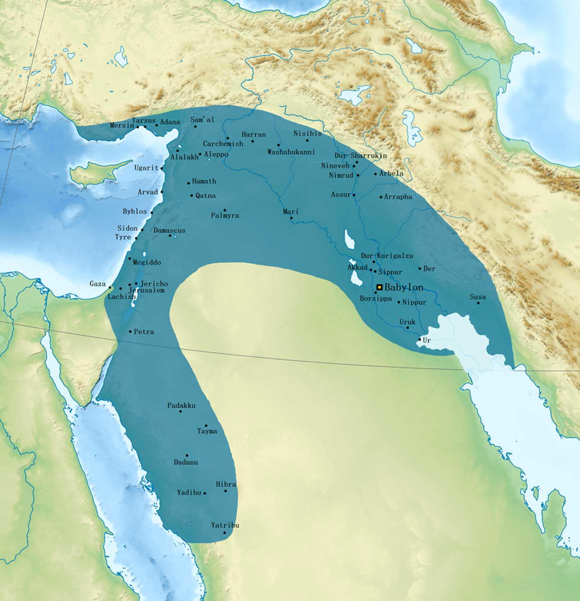 Neo Babylonian Empire under Nabonidus map