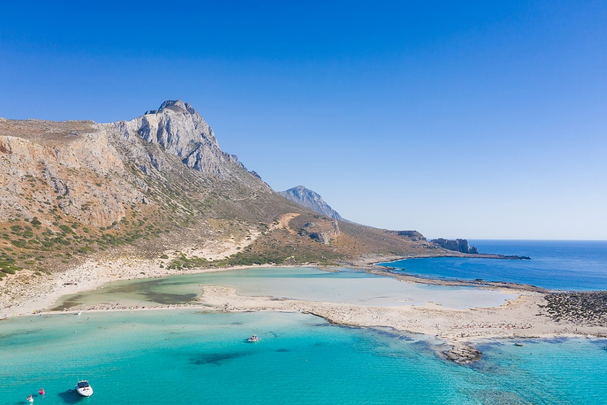 aerial view balos beach crete greece