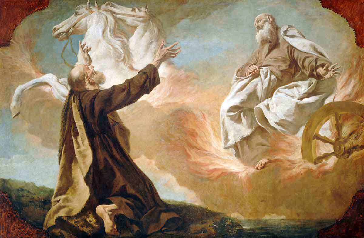 angeli elijah taken up in a hariot of fire painting