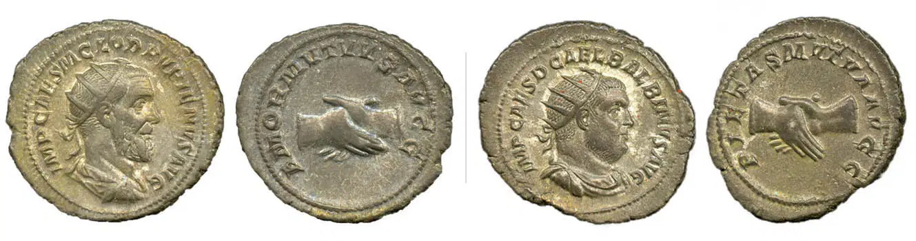 antoninianus pupienus and balbinus silver ancient coins
