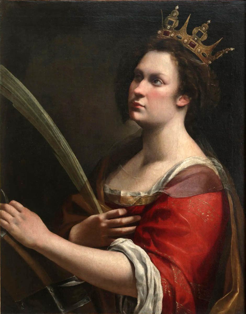 Saint Catherine of Alexandria (a self-portrait of Artemisia Gentileschi), by Artemisia Gentileschi, c. 1619. Source: Wikimedia Commons/ Uffizi Gallery, Florence