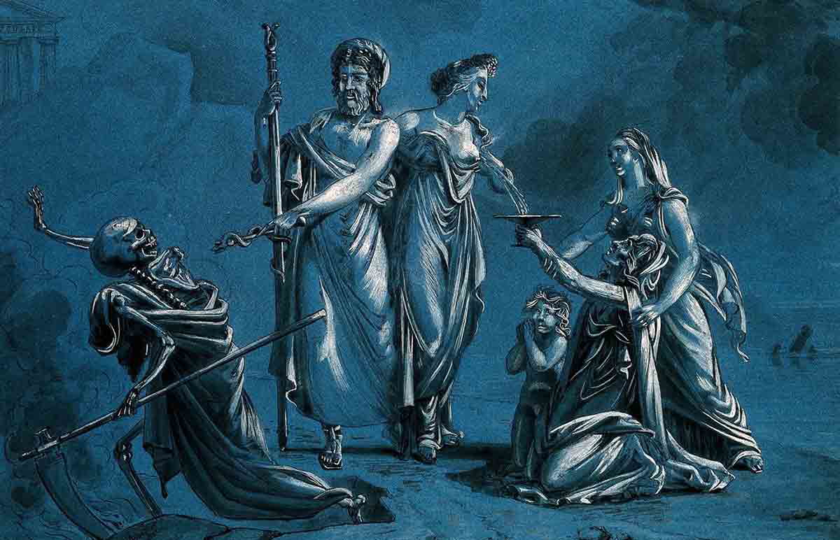 bignon aesculapius routing death drawing
