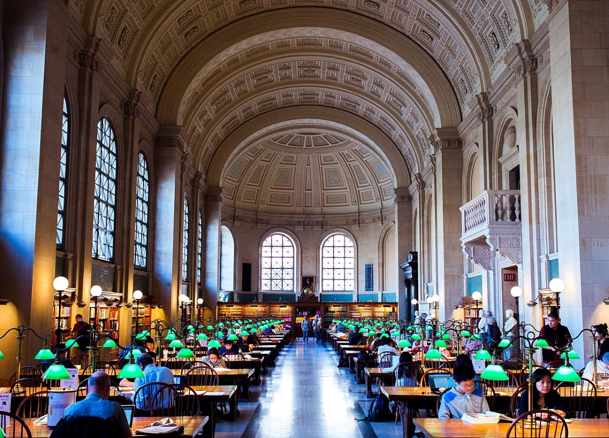 boston public library reading room massachusetts