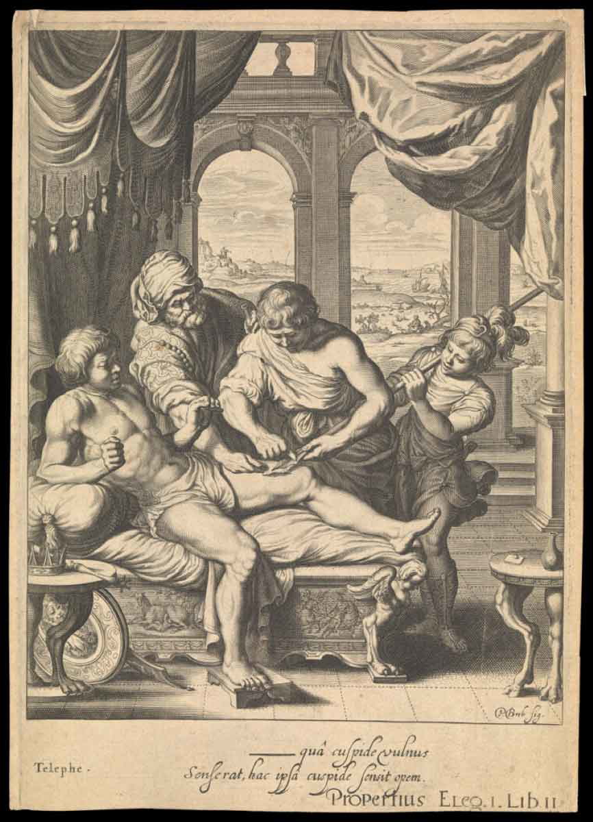 brebiette telephus cured wound engraving heracles