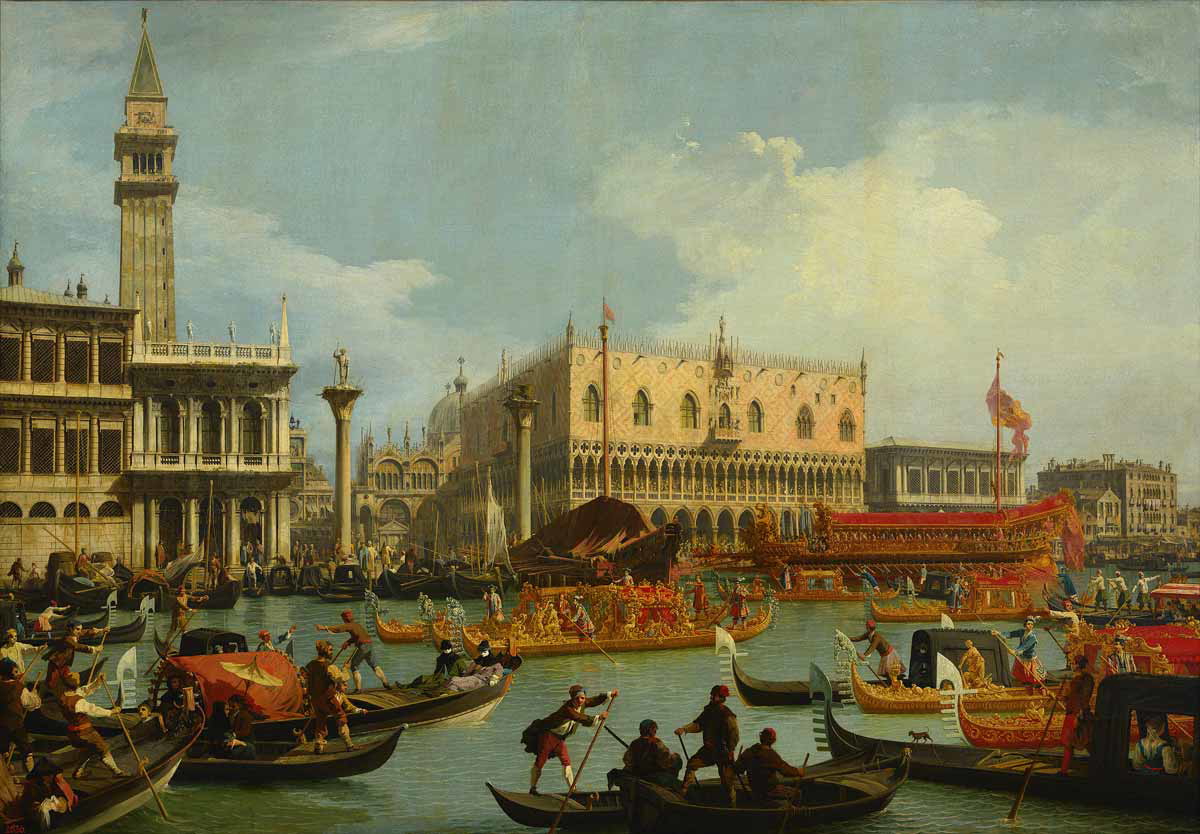 canaletto bucentaurs return pier palazzo ducale painting