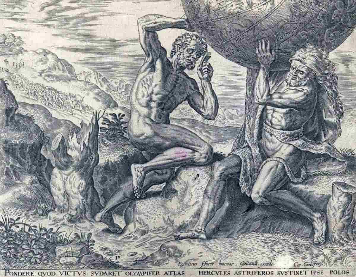 cort hercules supporting world atlas engraving