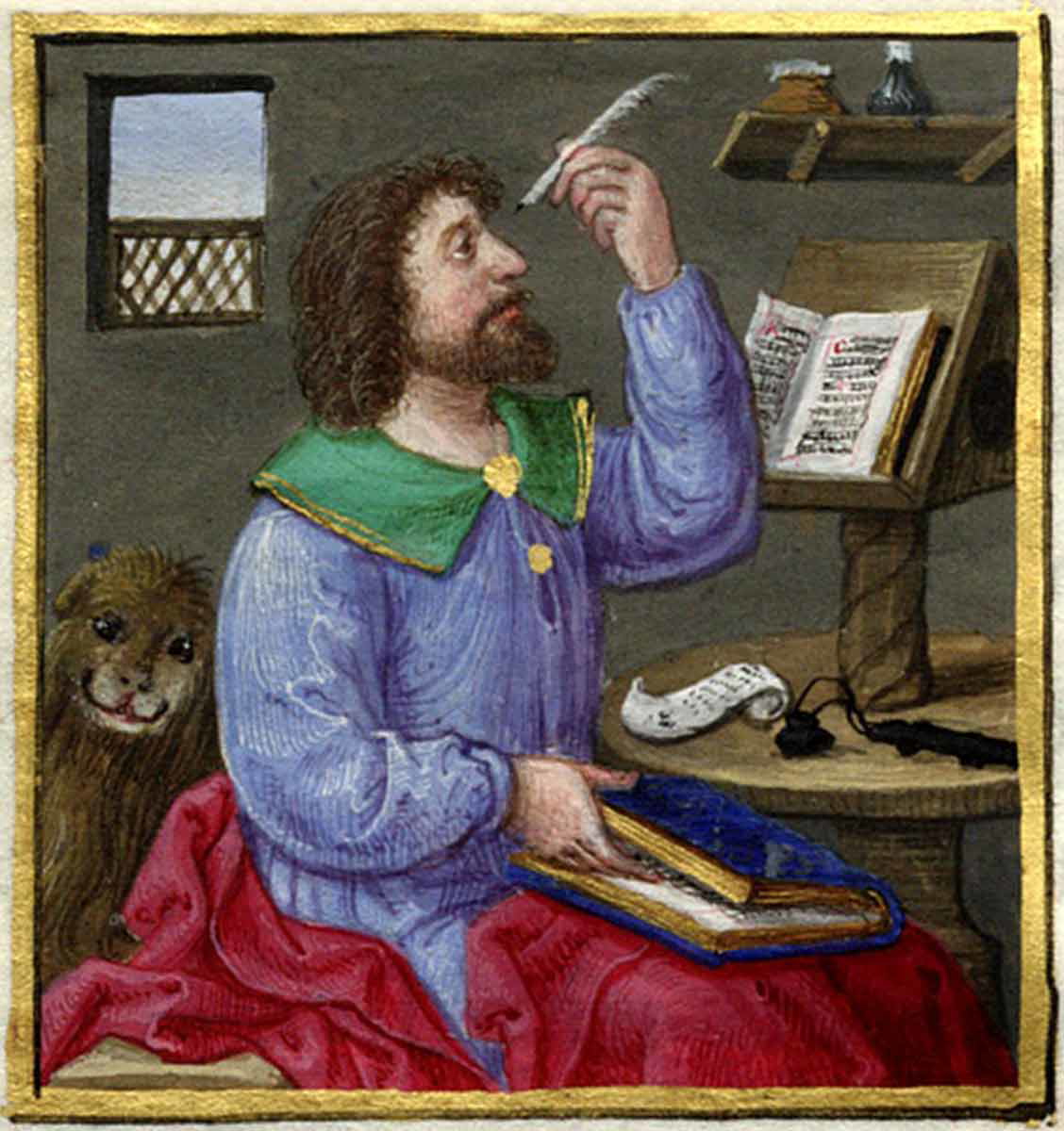 evangelist with lion gospel of mark