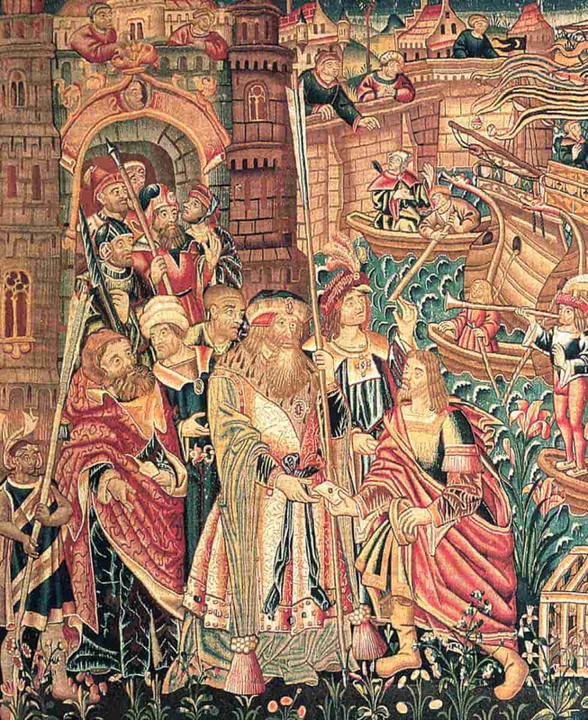 flemish tapestry showing jehu and jezebel