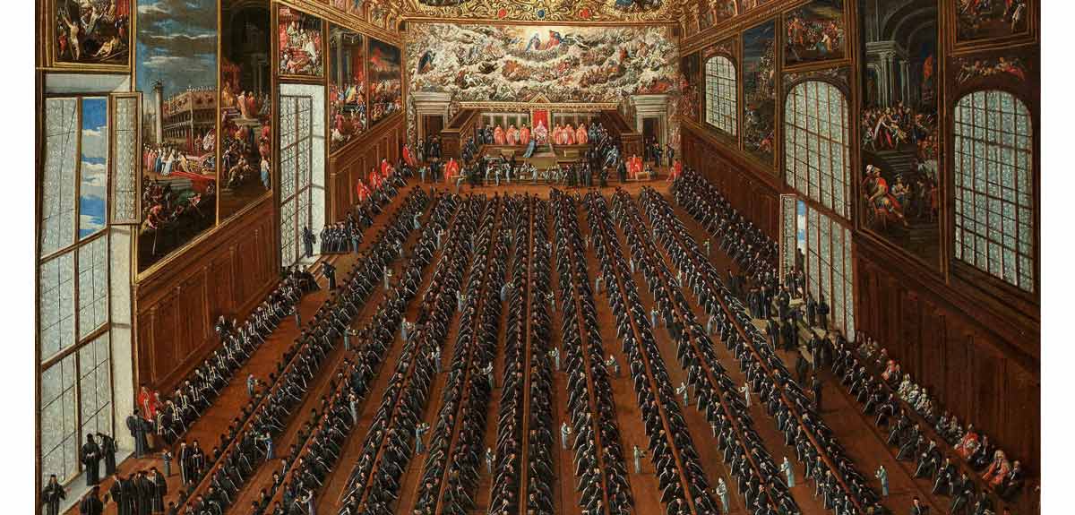 heintz interior sala maggior consiglio doges palace venice with patricians voting bulletin election new magistrates painting