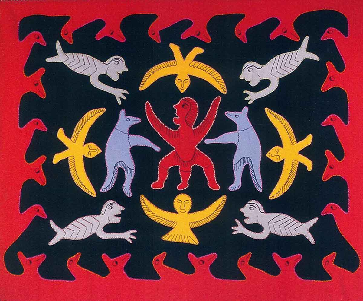 irene avaalaaqiaq woman alone wall hanging