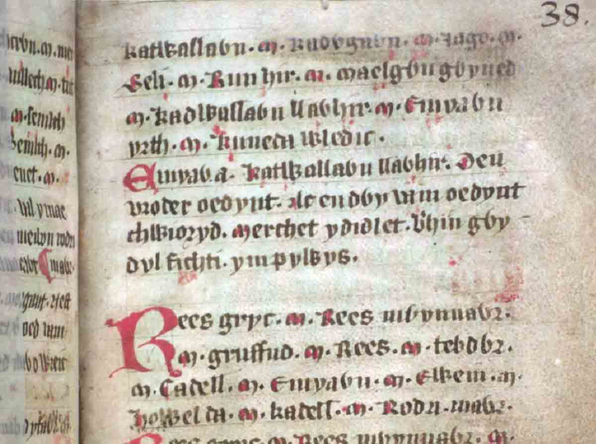jesus college ms 20 genealogies folio 38r maelgwn gwynedd