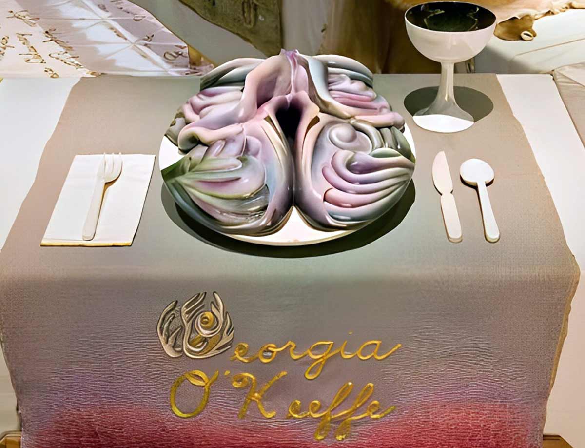judy chicago dinner party detail installation