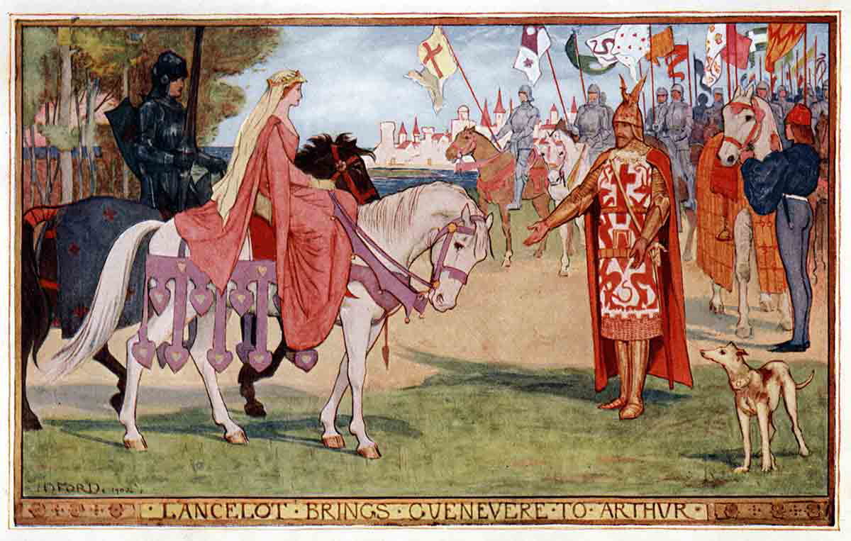lancelot brings guinevere arthur book romance 1902 andrew lang