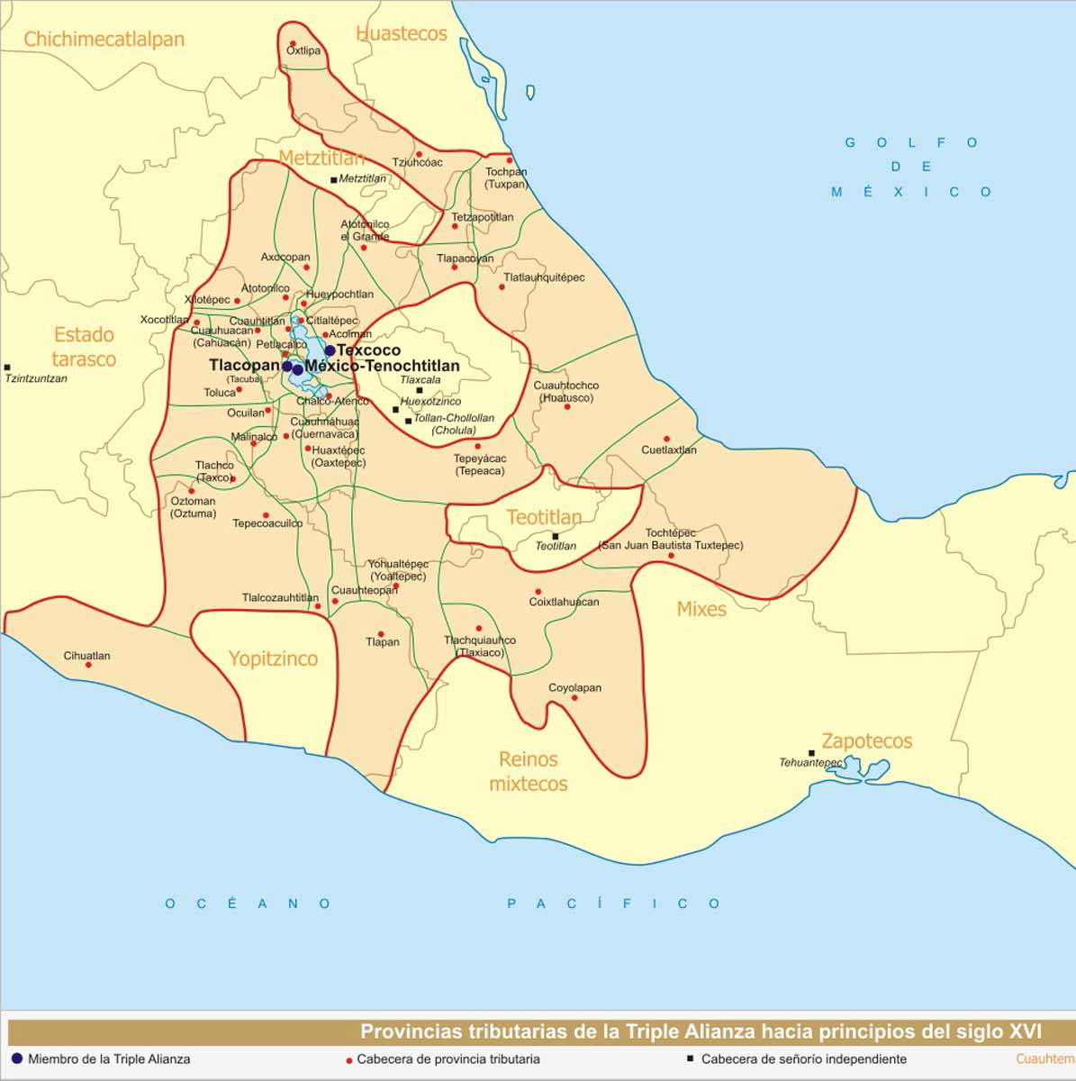 map aztec empire 16th century