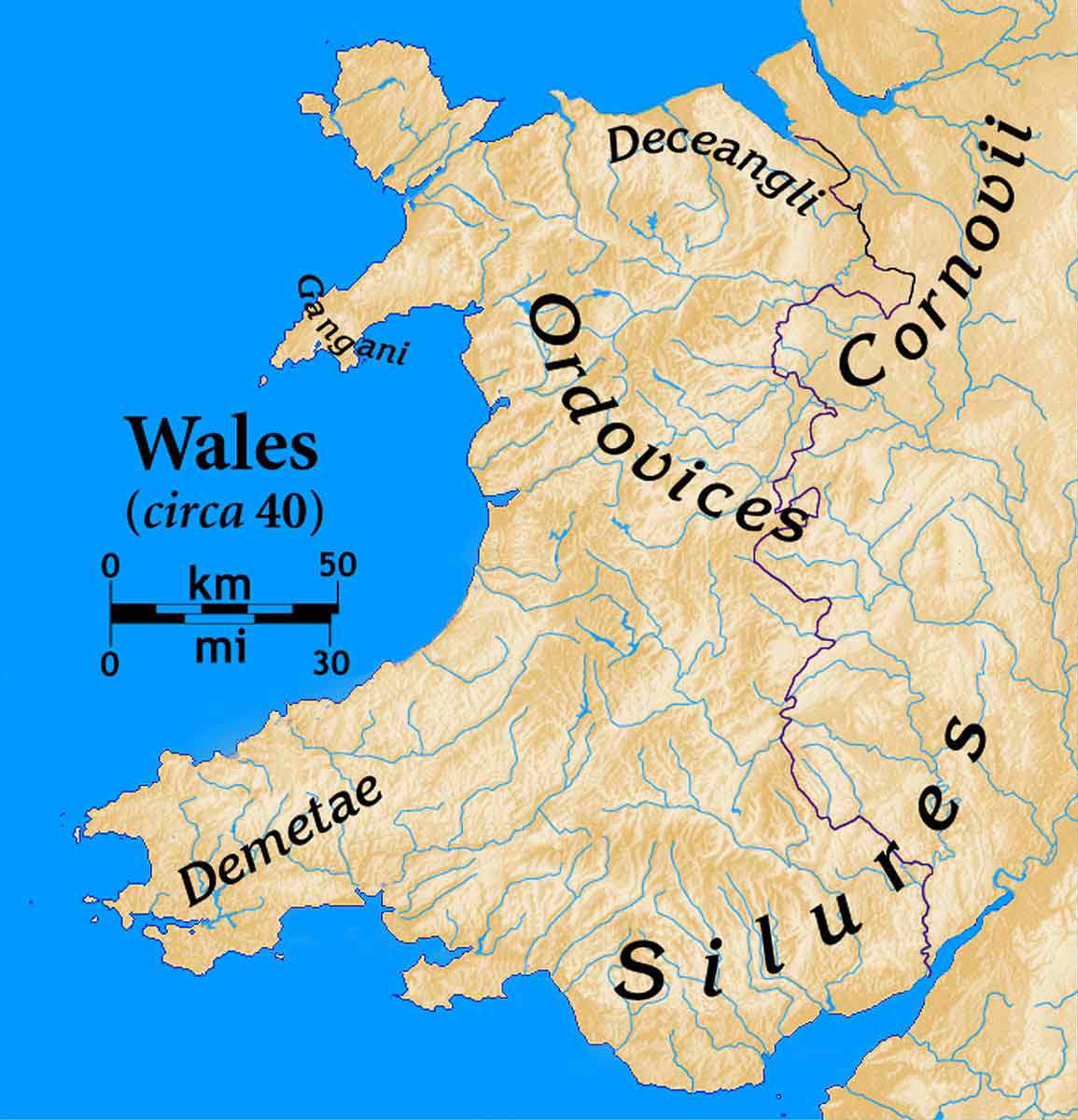 map pre Roman Wales