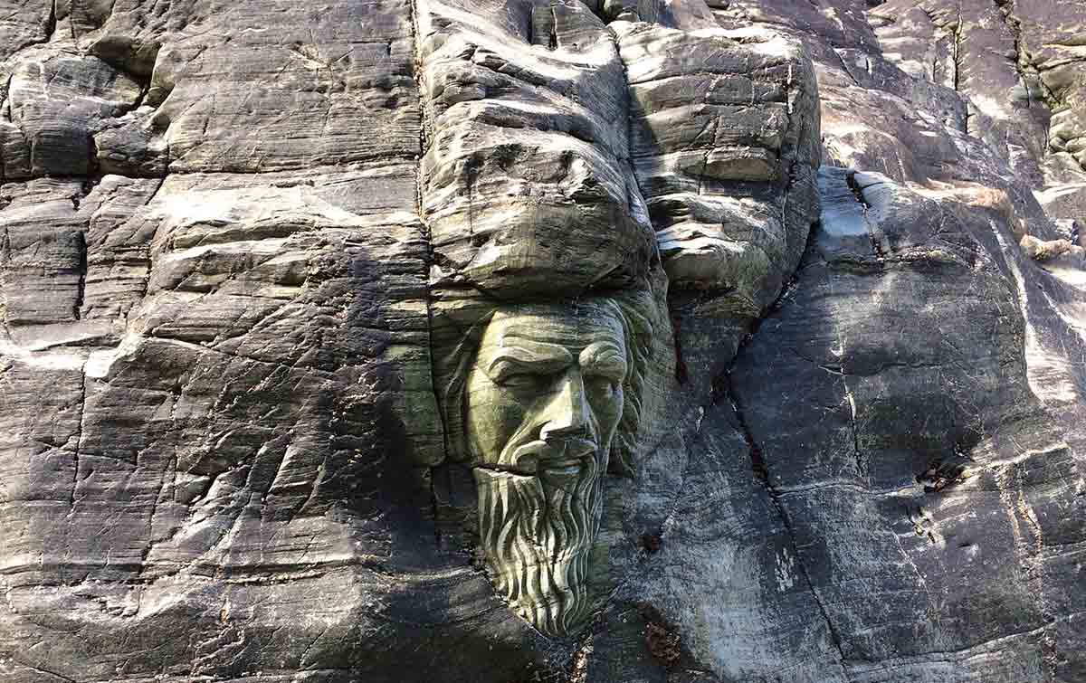merlin face carving tintagel