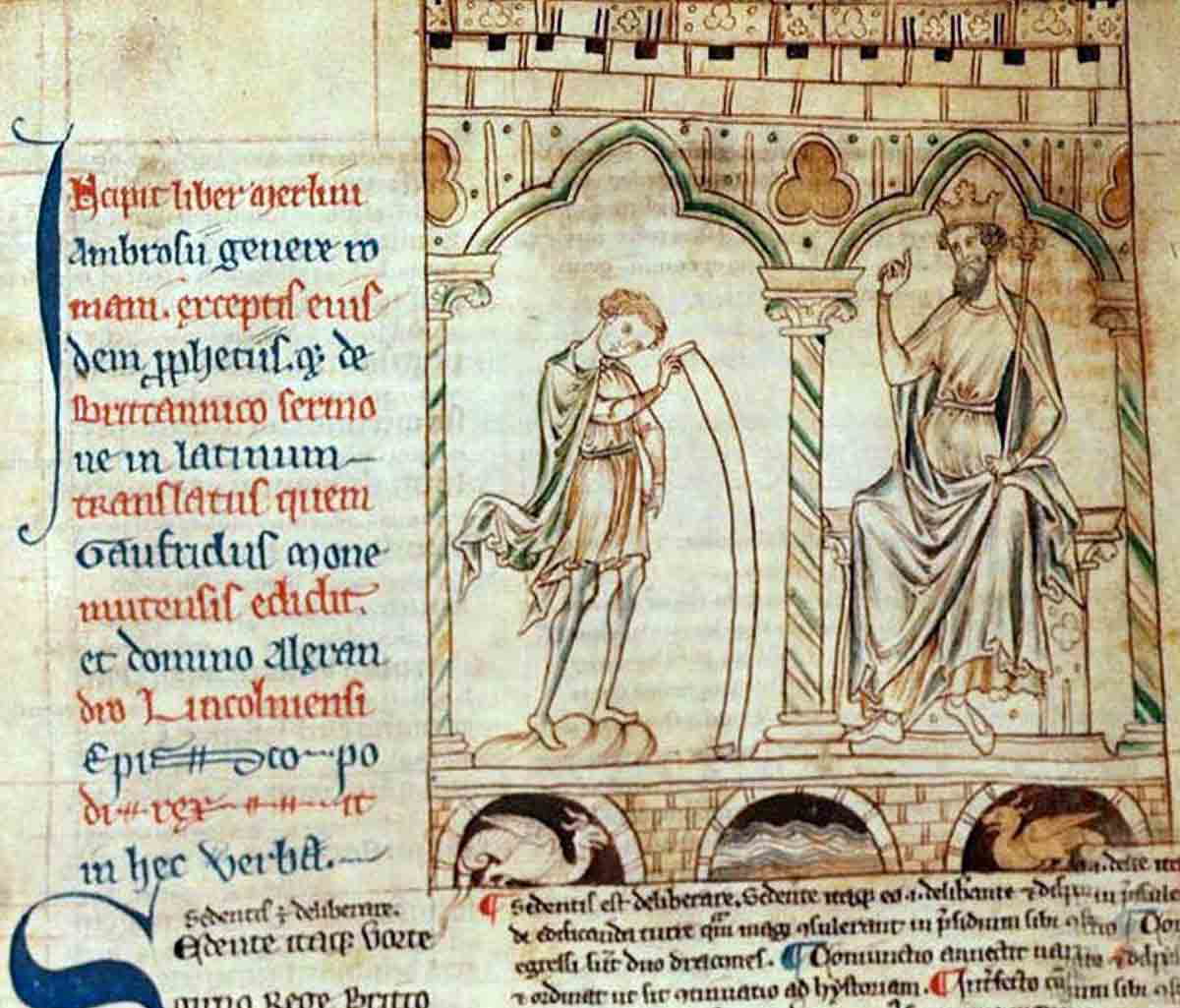 merlin vortigern british library ms cotton claudius b vii folio 224 geoffrey monmouth