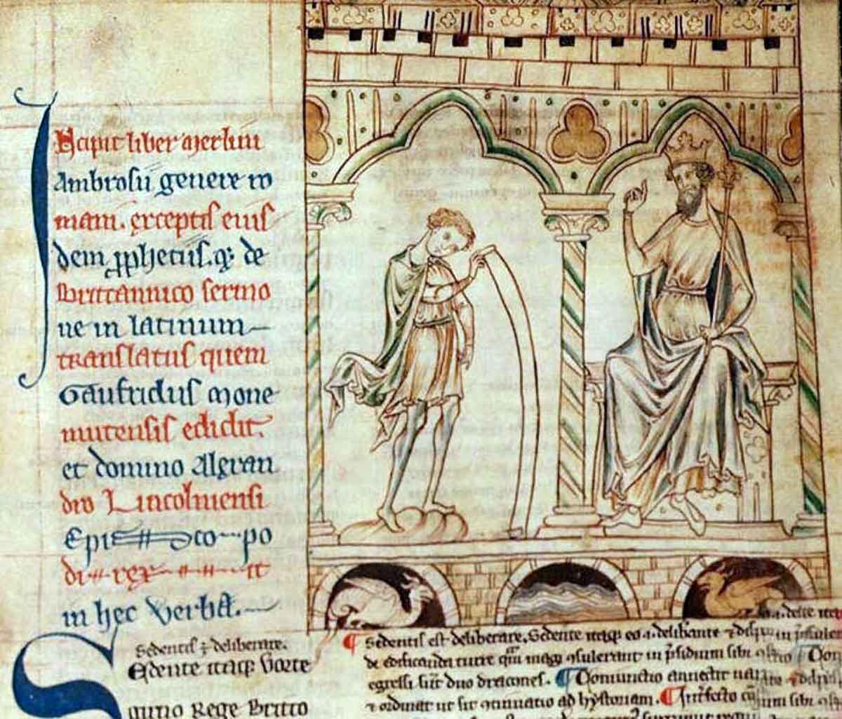 merlin vortigern british library ms cotton claudius b vii folio 224 geoffrey monmouth