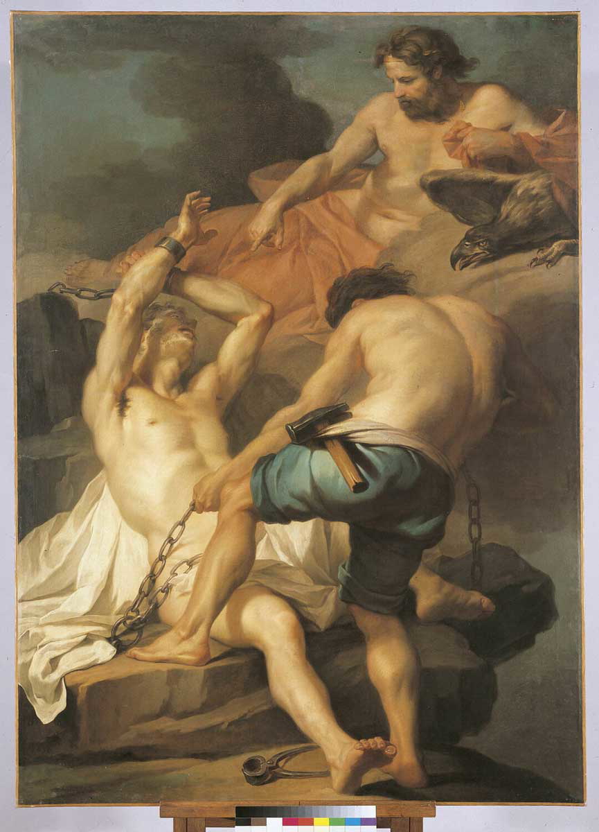 prometheus chained mountain zeus
