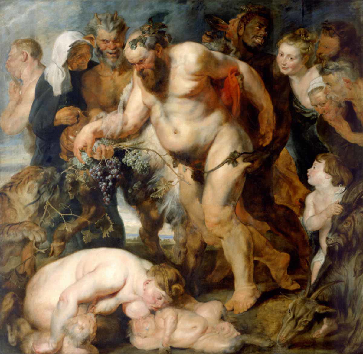 rubens satyr silenus drunk painting