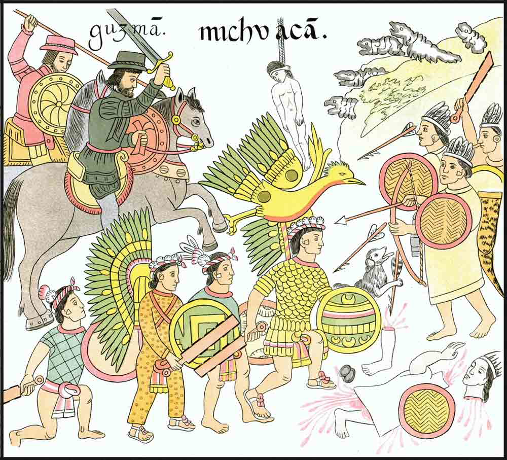 spaniards and tlaxcalans conquering michoacan