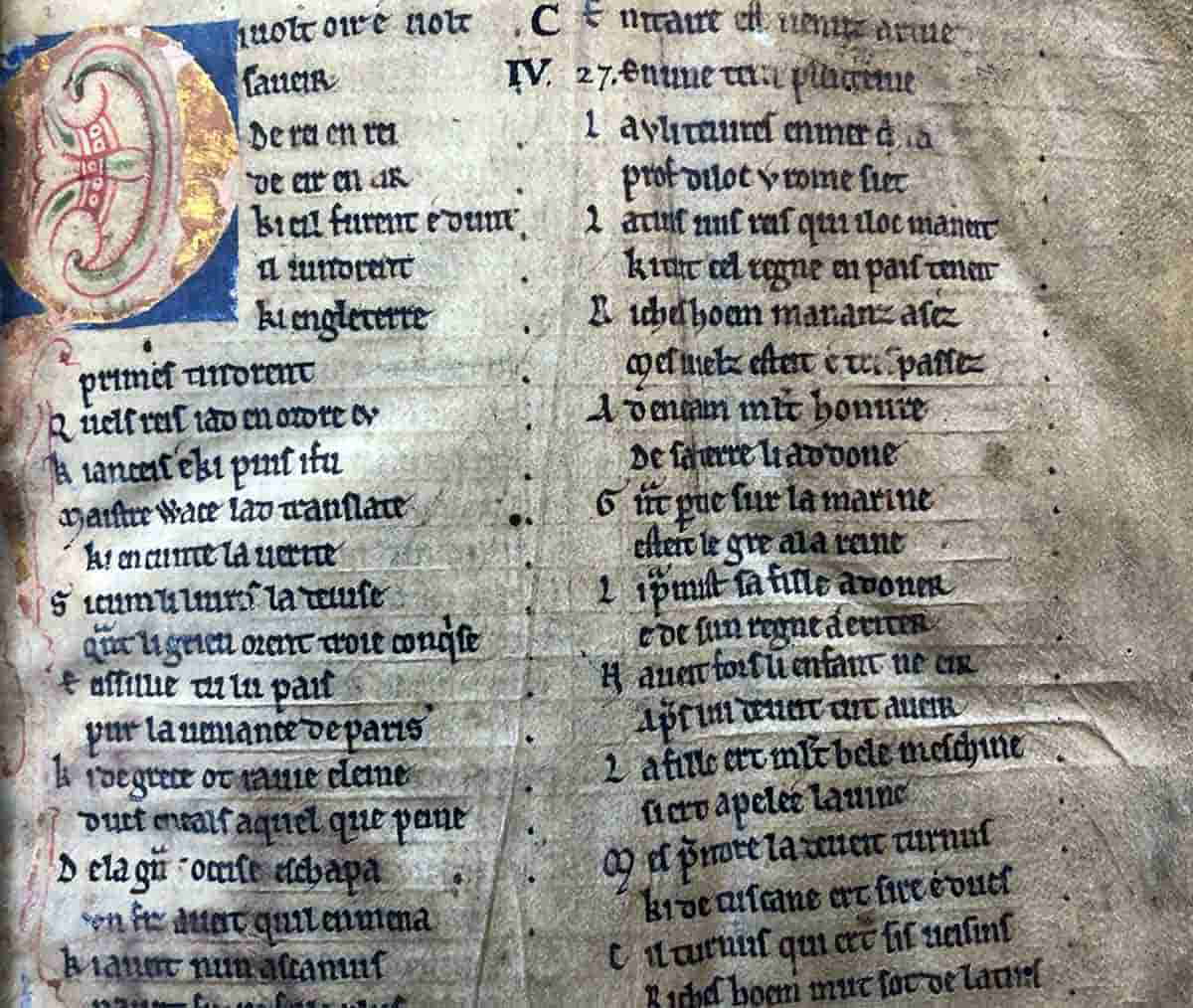 wace roman de brut folio manuscript