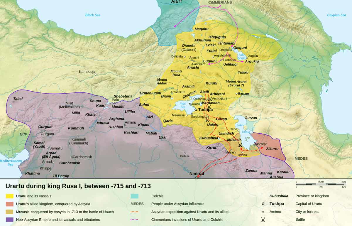 Urartu map Rusa I