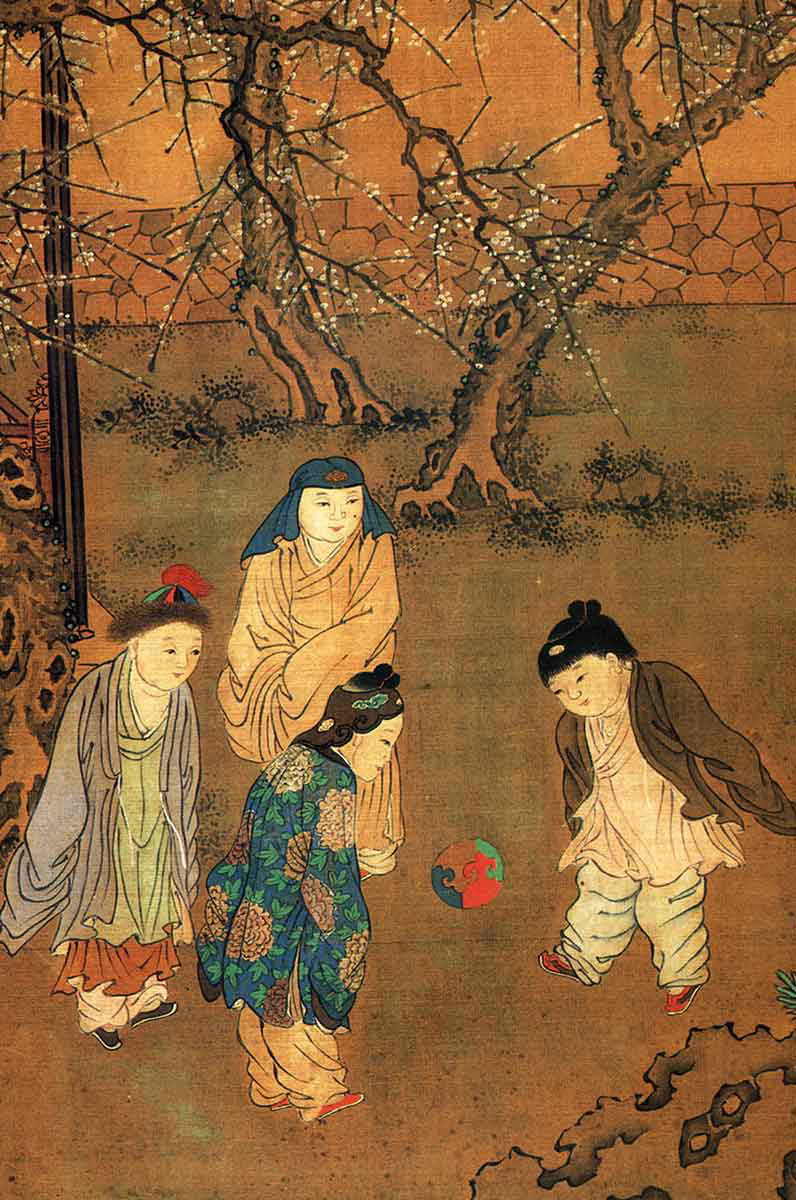 children playing cuju painting