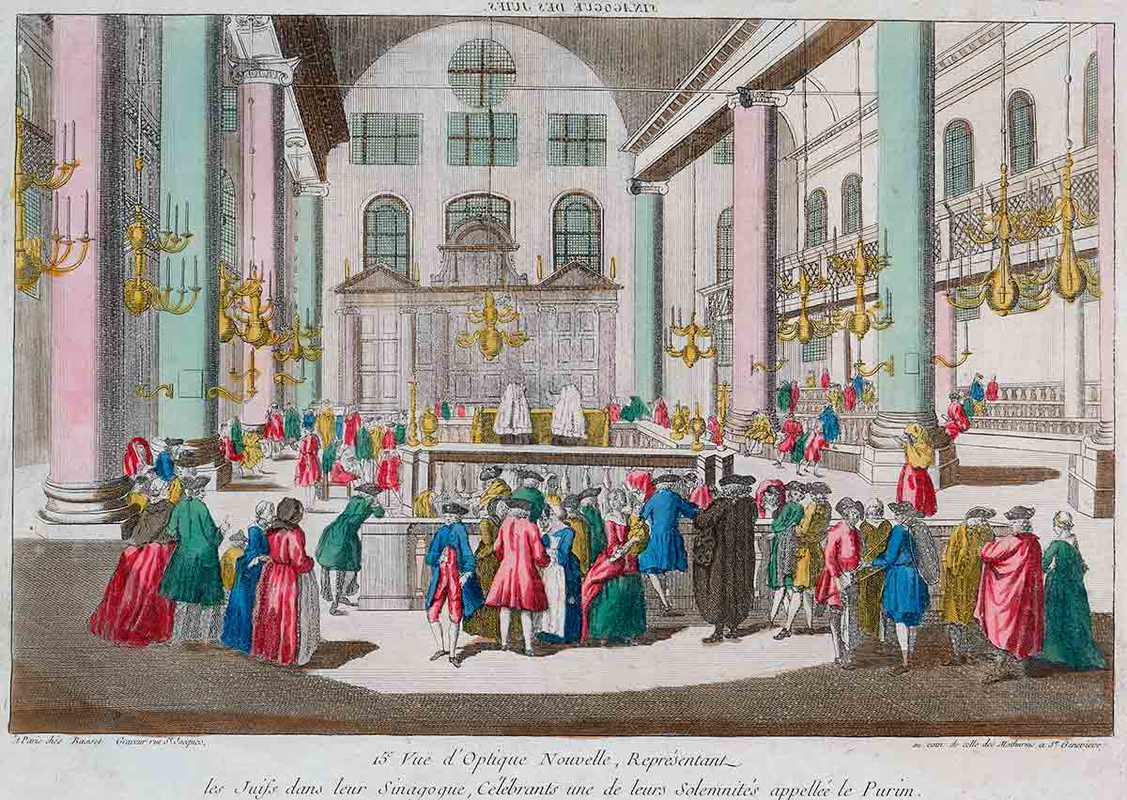 de bourg the purim festival in the portuguese synagogue engraving