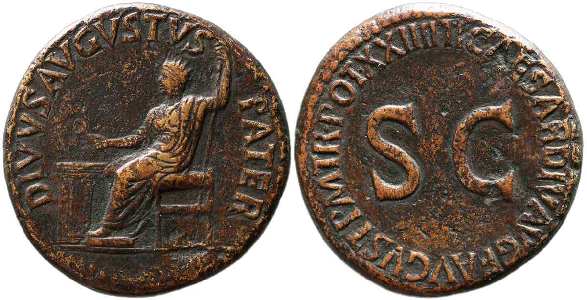 deified augustus sestertius tiberius senatus consultum