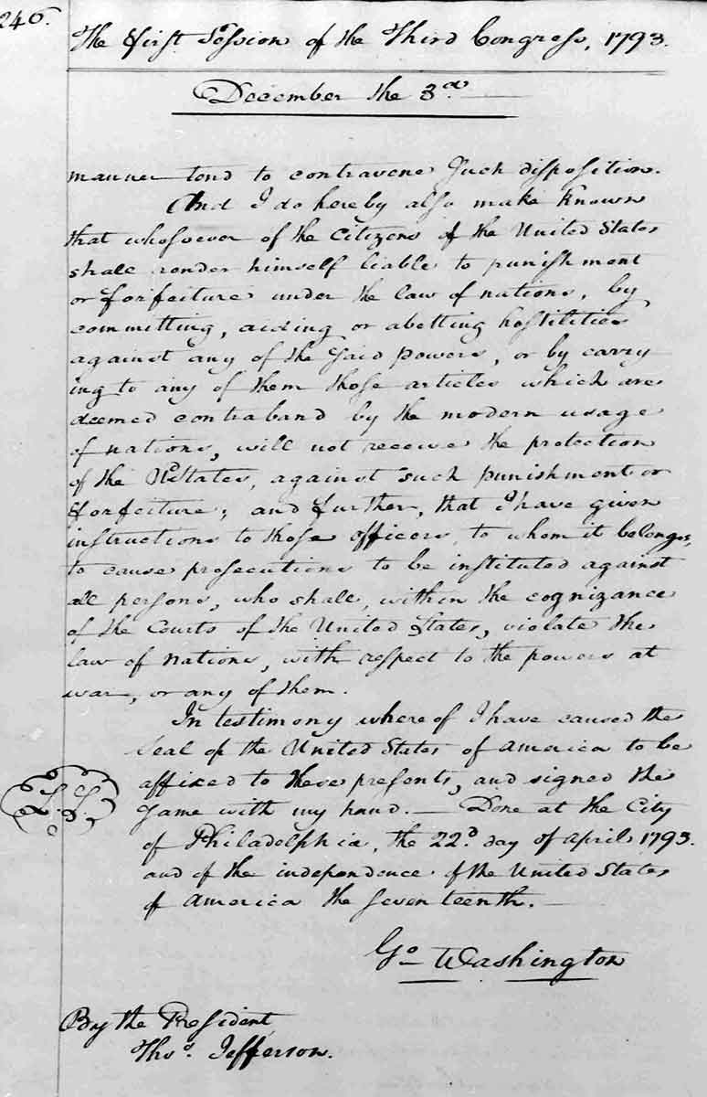 george washington neutrality manuscript