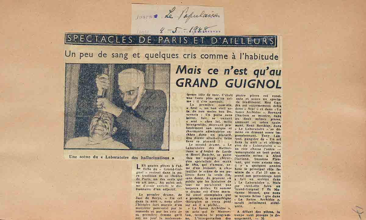 grand guignol article clipping