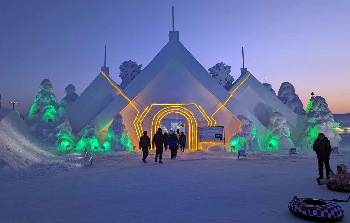 ice festival snow buildings