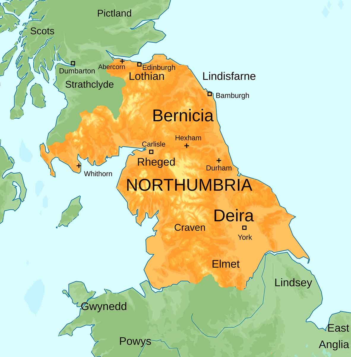 kingdom of northumbria map