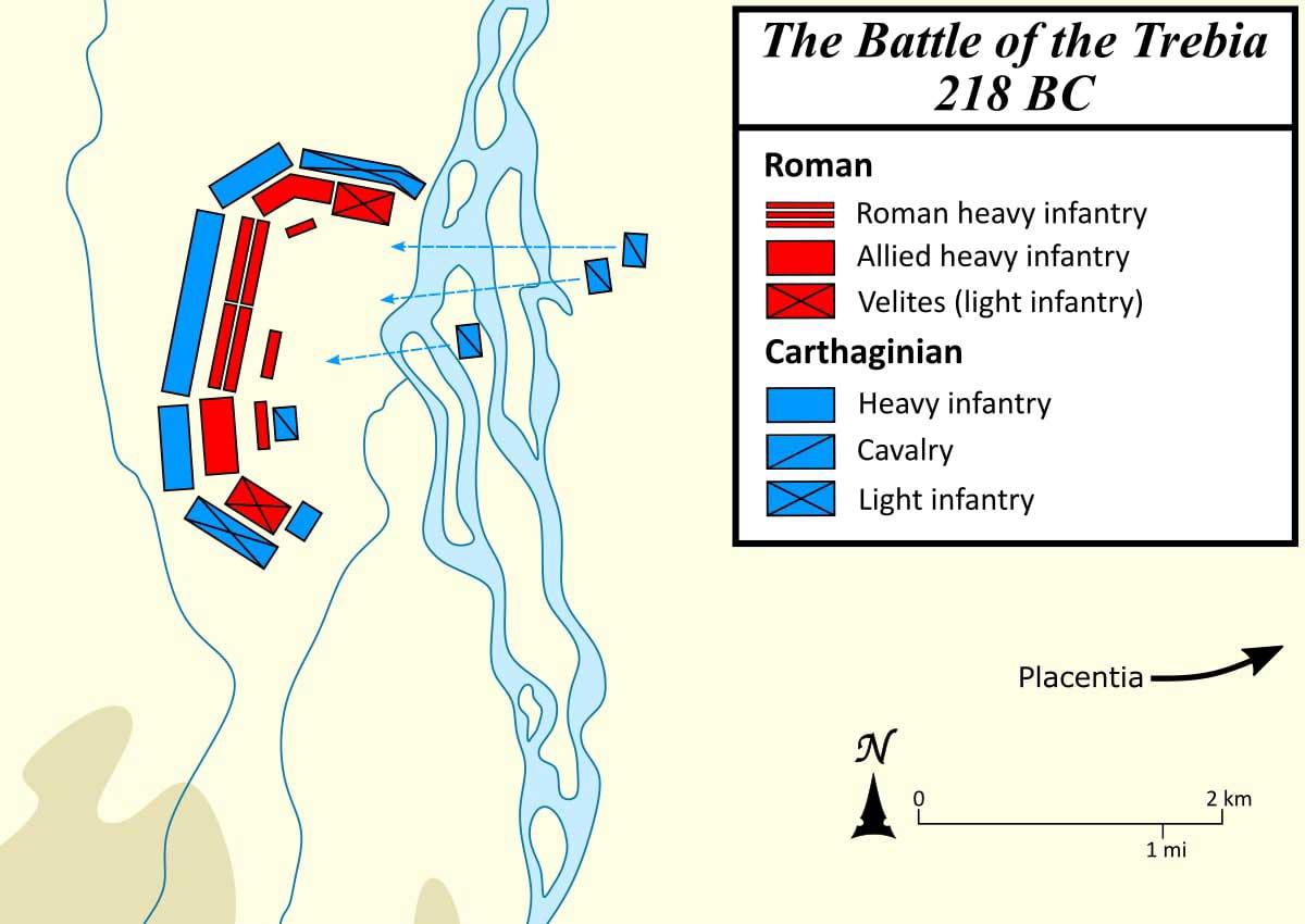 map final stages of battle of trebbia