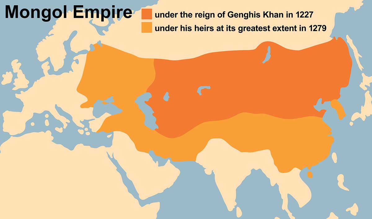 mongol empire map under genghis khan