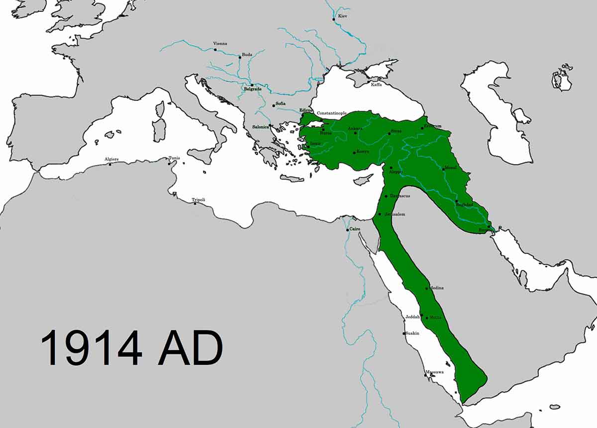 ottoman empire 1914 map