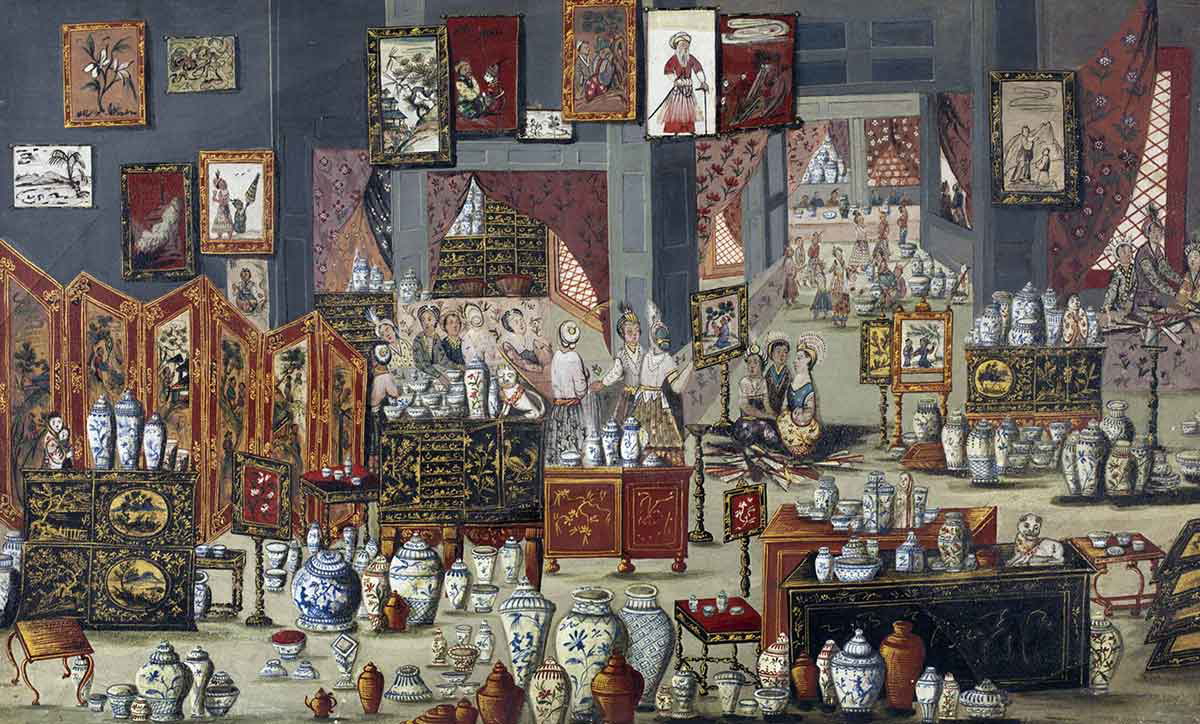 painting imaginary shop chinese export goods 1680 1700