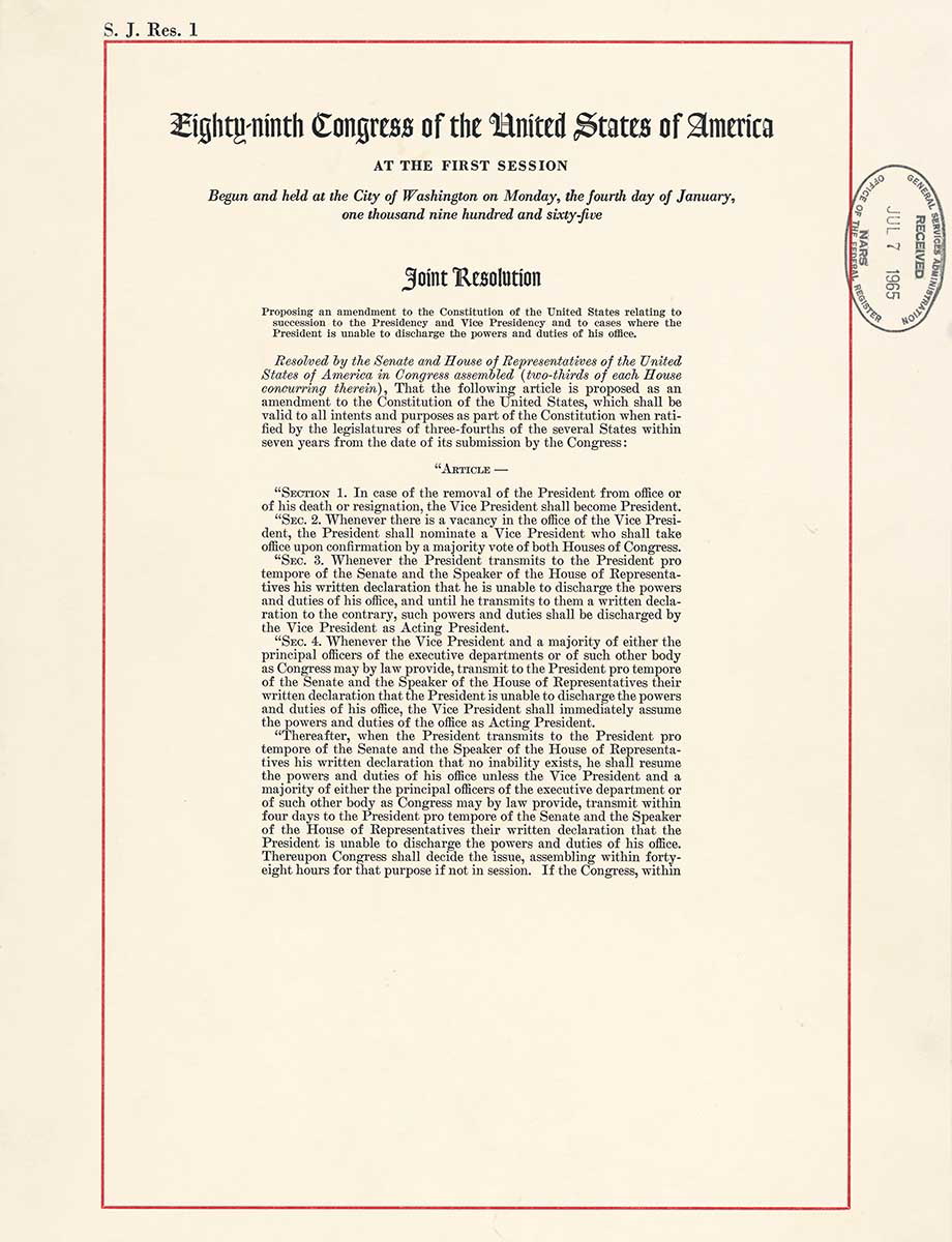 proposal of 25th amendment