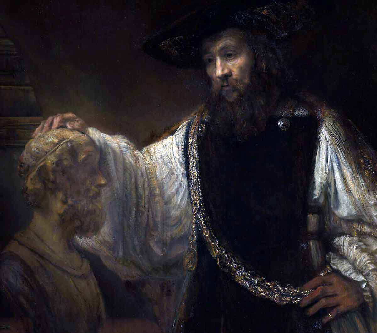rembrandt aristotle with homer painting